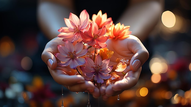 woman holding a flower in the garden