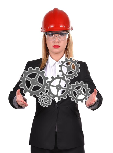 Woman holding gears