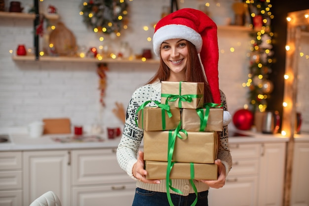 Woman holding gift boxes