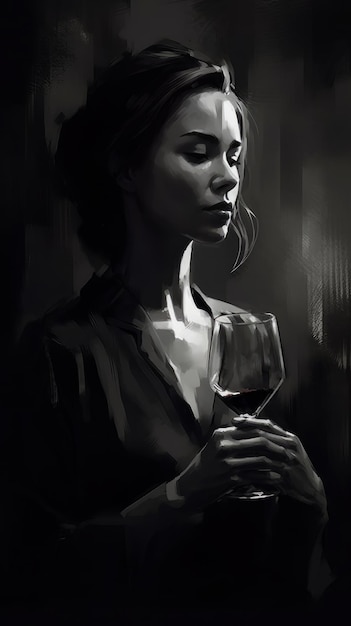 Женщина держит в руке бокал вина.