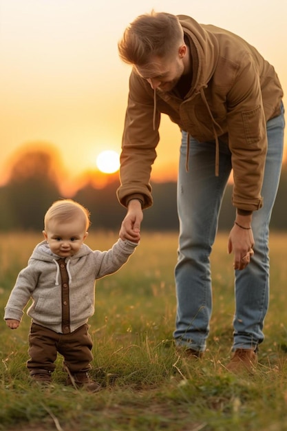 Foto una donna che tiene per mano un bambino piccolo