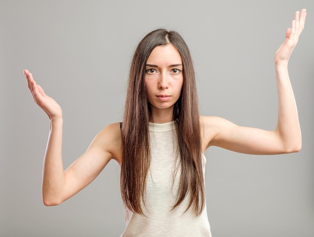 Woman holding her hands out