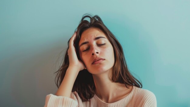 Woman Holding Her Head in Hands