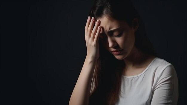 a woman holding her head in her hands