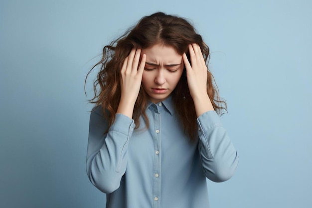 a woman holding her head in her hands