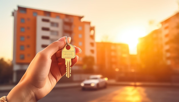 woman holding the keys to her new home