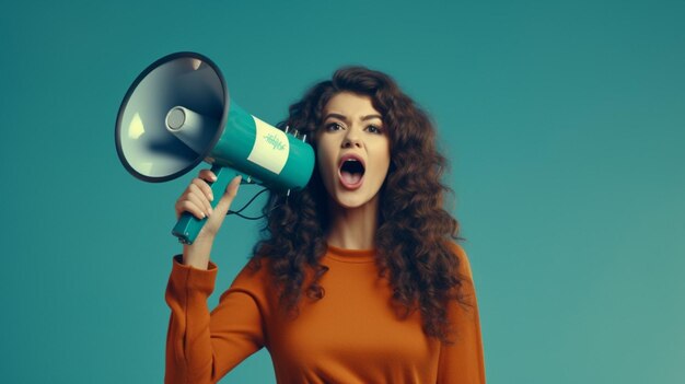Woman holding a megaphone background