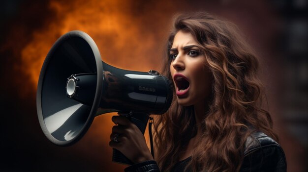 Woman holding a megaphone background