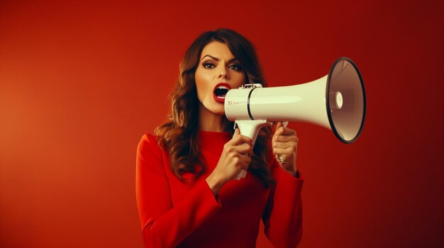 woman holding megaphone standing on Brick