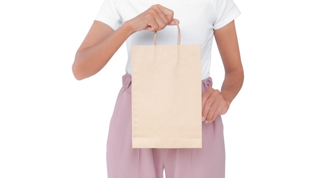 Woman holding paper bag