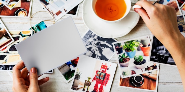 Woman holding photograph