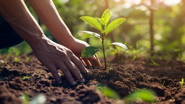 植物を手に持っている女性