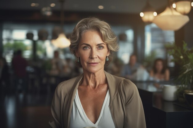 Woman Holding Plate of Food in Restaurant