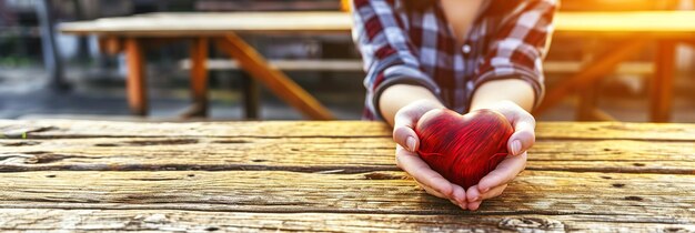 a woman holding a red ball and a hand that says  no one is holding it