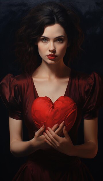 woman holding red heart