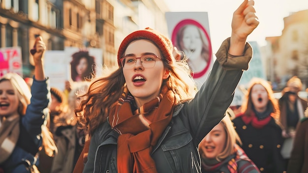 Woman Holding Signs during Gender Inequality Protest