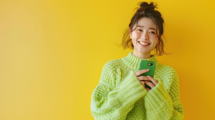 スマートフォンを握っている女性