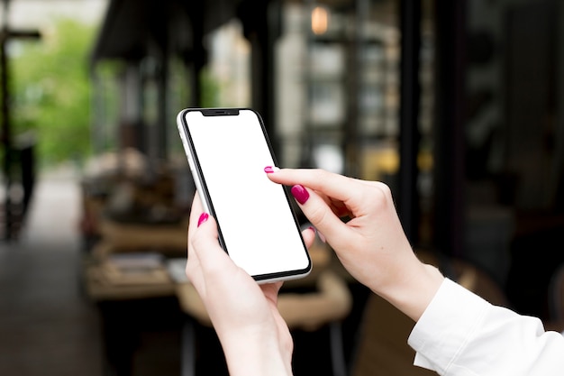 Woman holding smartphone