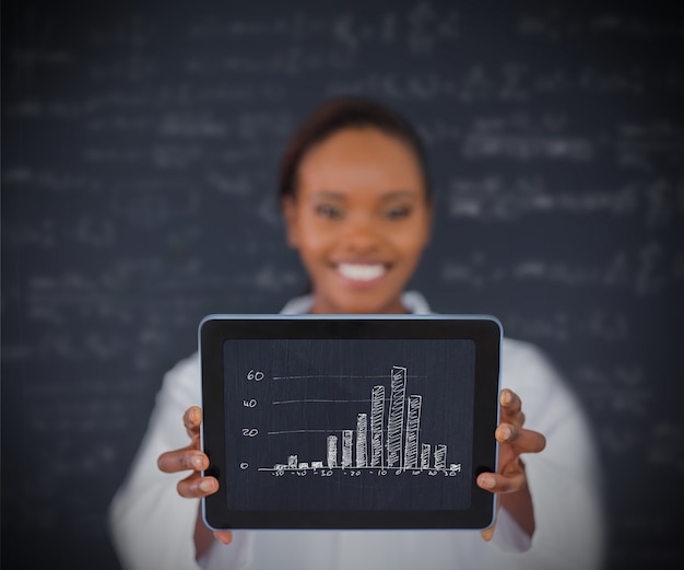 Woman holding a tablet