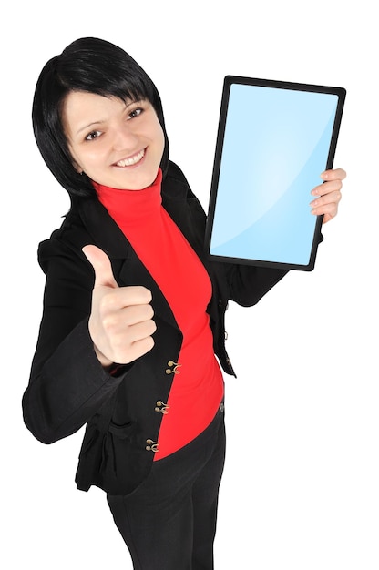 Woman holding tablet