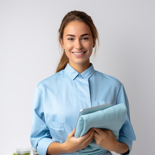 Photo woman holding a tablet