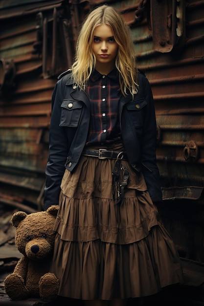 a woman holding a teddy bear