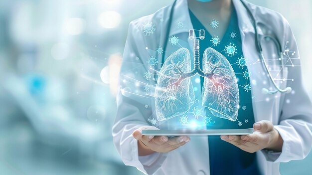 Photo a woman holding a tray with the words quot medical quot on it