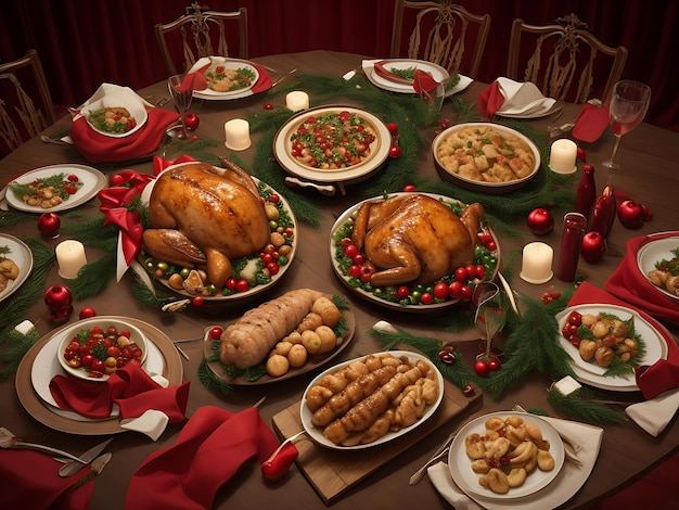 Woman holding turkey plate with chicken for on dark background