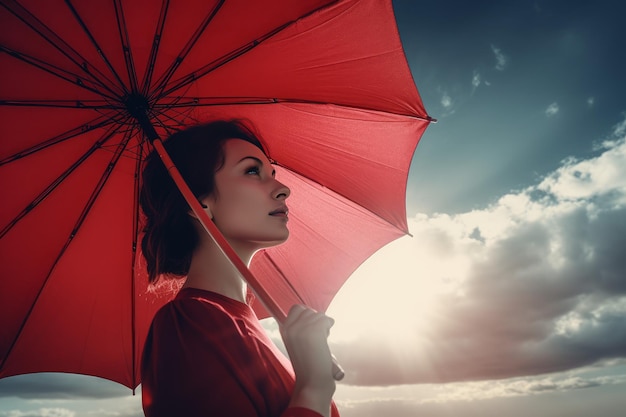 Woman holding umbrella Model hand shield Generate Ai