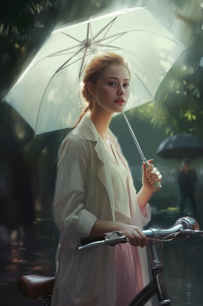 A woman holding an umbrella in the rain