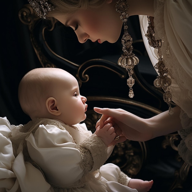 Photo a woman holds a baby in her arms.