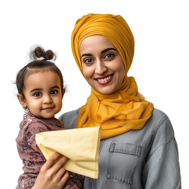 A woman holds a baby and smiles at the camera.