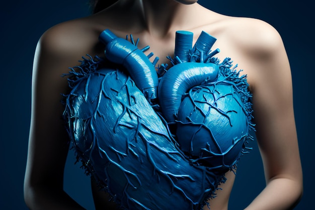 Photo a woman holds a broken heart a fantastic image of a broken heart in a chest a womans broken heart