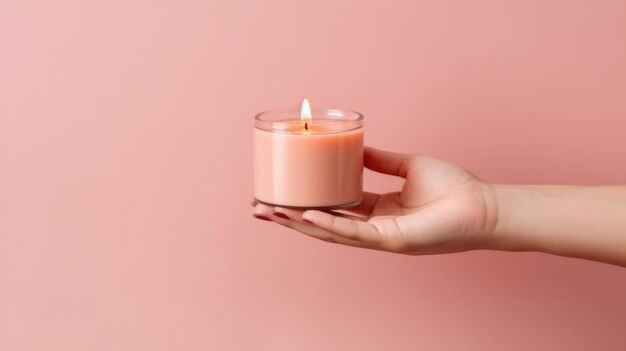 A woman holds a candle with a candle in her hand.