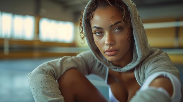 Woman in Hoodie Posing for Camera