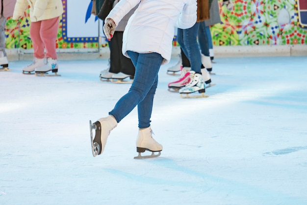 Woman ice skate on the rink