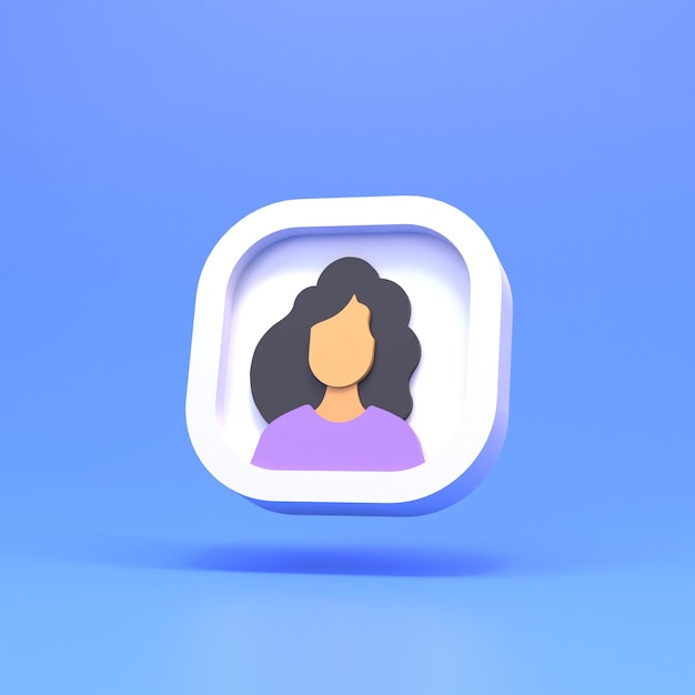 Woman icon on a blue background 3d rendering