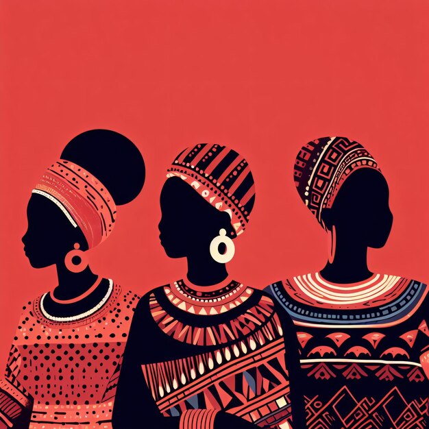 写真 伝統的なアフリカの服を着た女性 皇帝の赤いパレット 黒人の歴史月