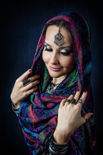 Woman in Indian scarf