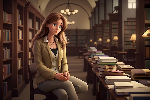 Woman inside the library