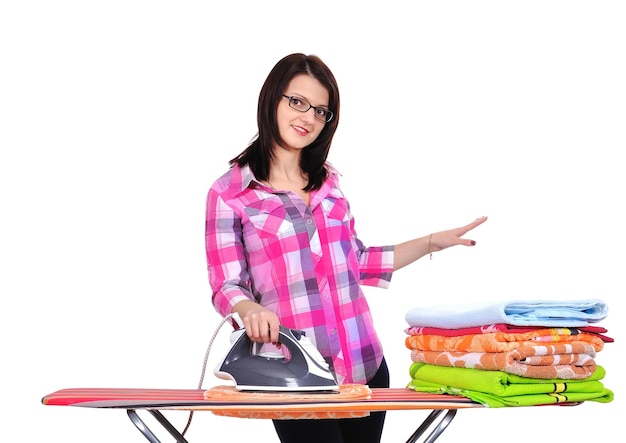 Woman ironing clothes