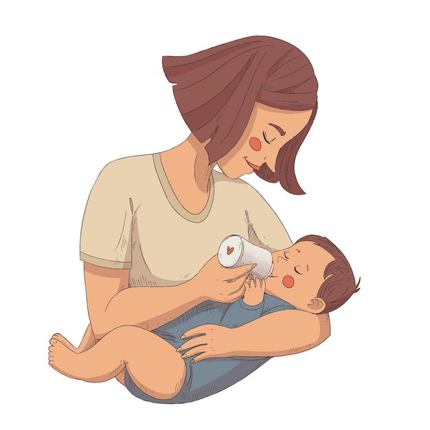 A woman is breastfeeding a child Breastfeeding an infant