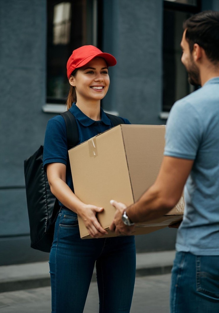 Photo a woman is holding a box that says shes holding it