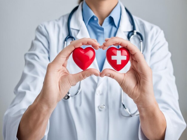 Foto una donna sta tenendo un cuore con un cuore rosso su di esso