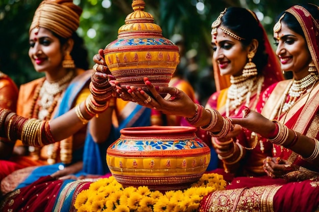 a woman is holding a pot with the words quot god quot on it