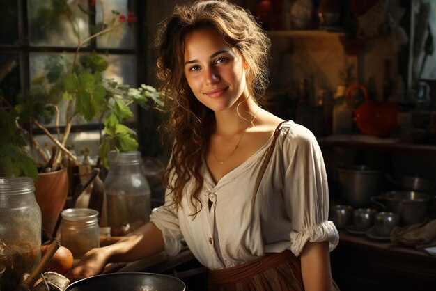 woman is mixing in a kitchen