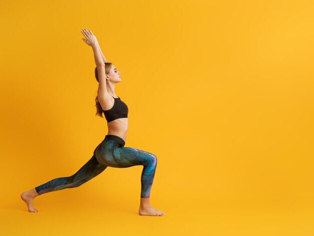 Woman is practicing yoga