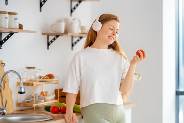 Woman is preparing proper meal