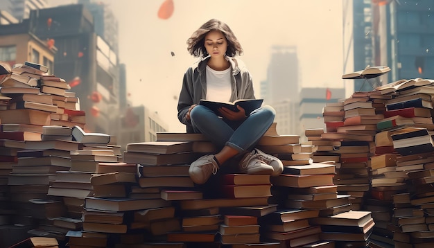 A woman is sitting on a bus reading a book