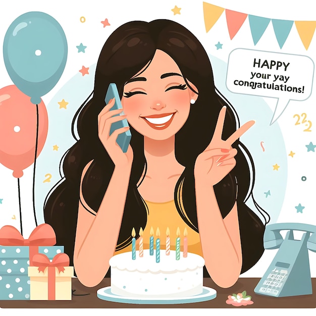 a woman is smiling and holding a birthday cake and smiling